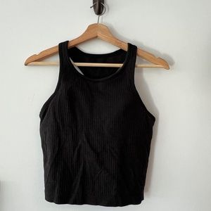 Lululemon Ebb To Street Cropped Racerback Tank Top - Charcoal - Size 8